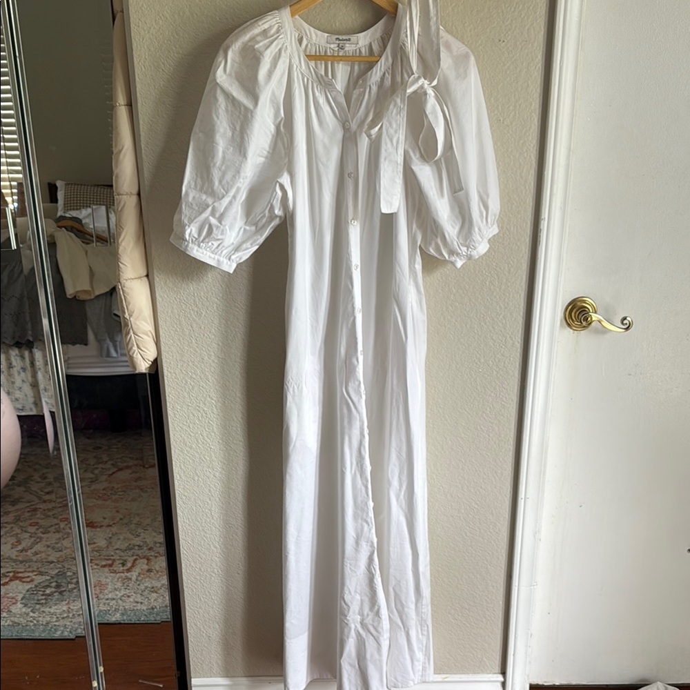 Madewell tie waisted maxi with puff sleeves